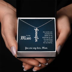 Vertical Name Necklace - To My Mom No Words Can Express