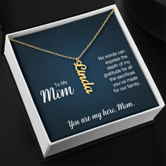 Vertical Name Necklace - To My Mom No Words Can Express