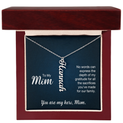Vertical Name Necklace - To My Mom No Words Can Express