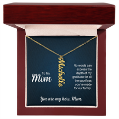 Vertical Name Necklace - To My Mom No Words Can Express